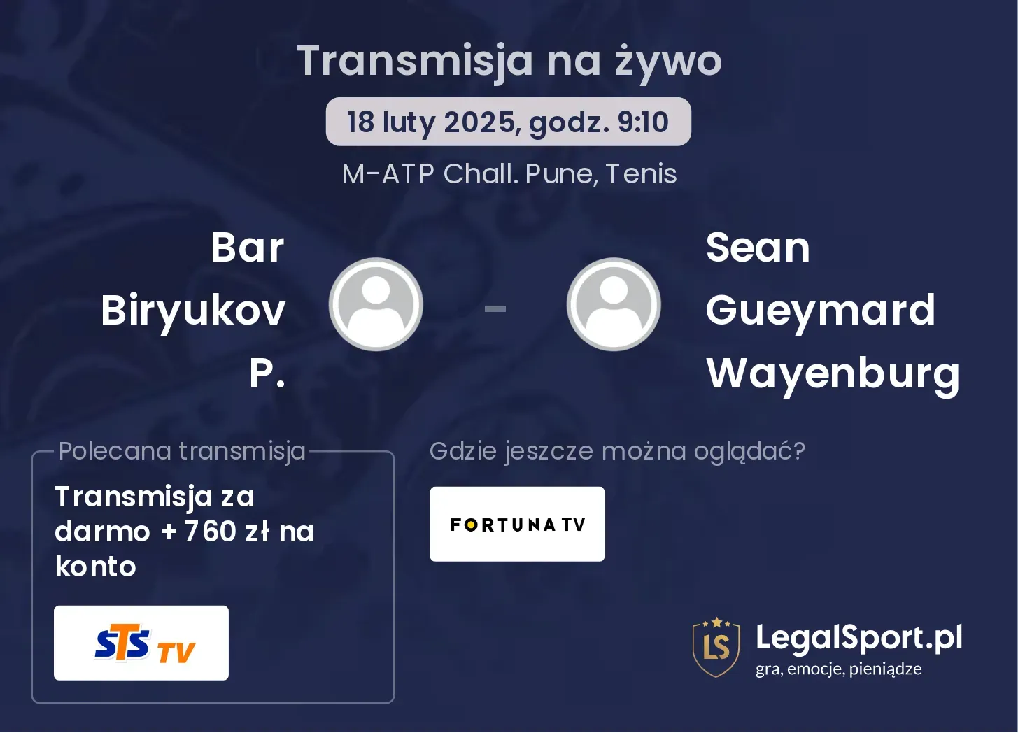 Bar Biryukov P. - Sean Gueymard Wayenburg gdzie oglądać transmisję?