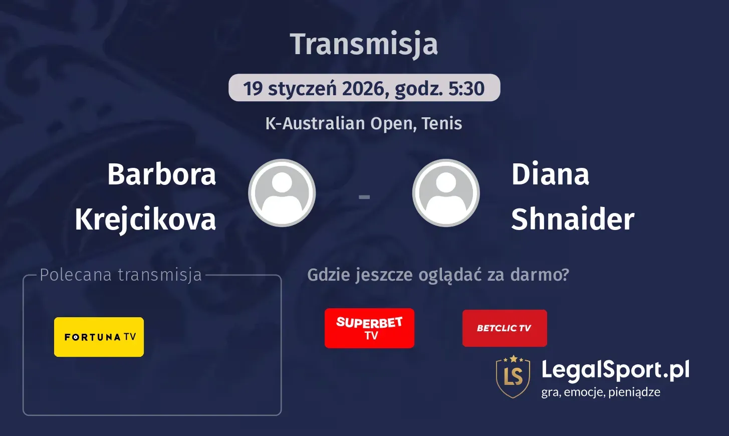 Barbora Krejcikova - Diana Shnaider Transmisje