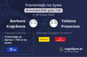 Barbora Krejcikova - Tatiana Prozorova gdzie oglądać?