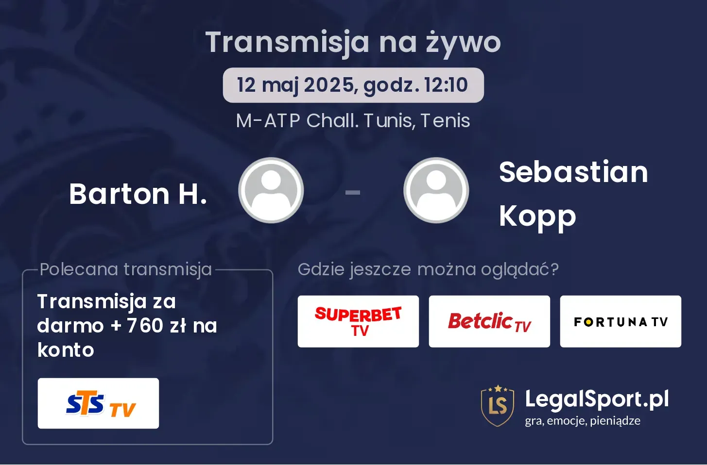 Barton H. - Sebastian Kopp gdzie oglądać transmisję?