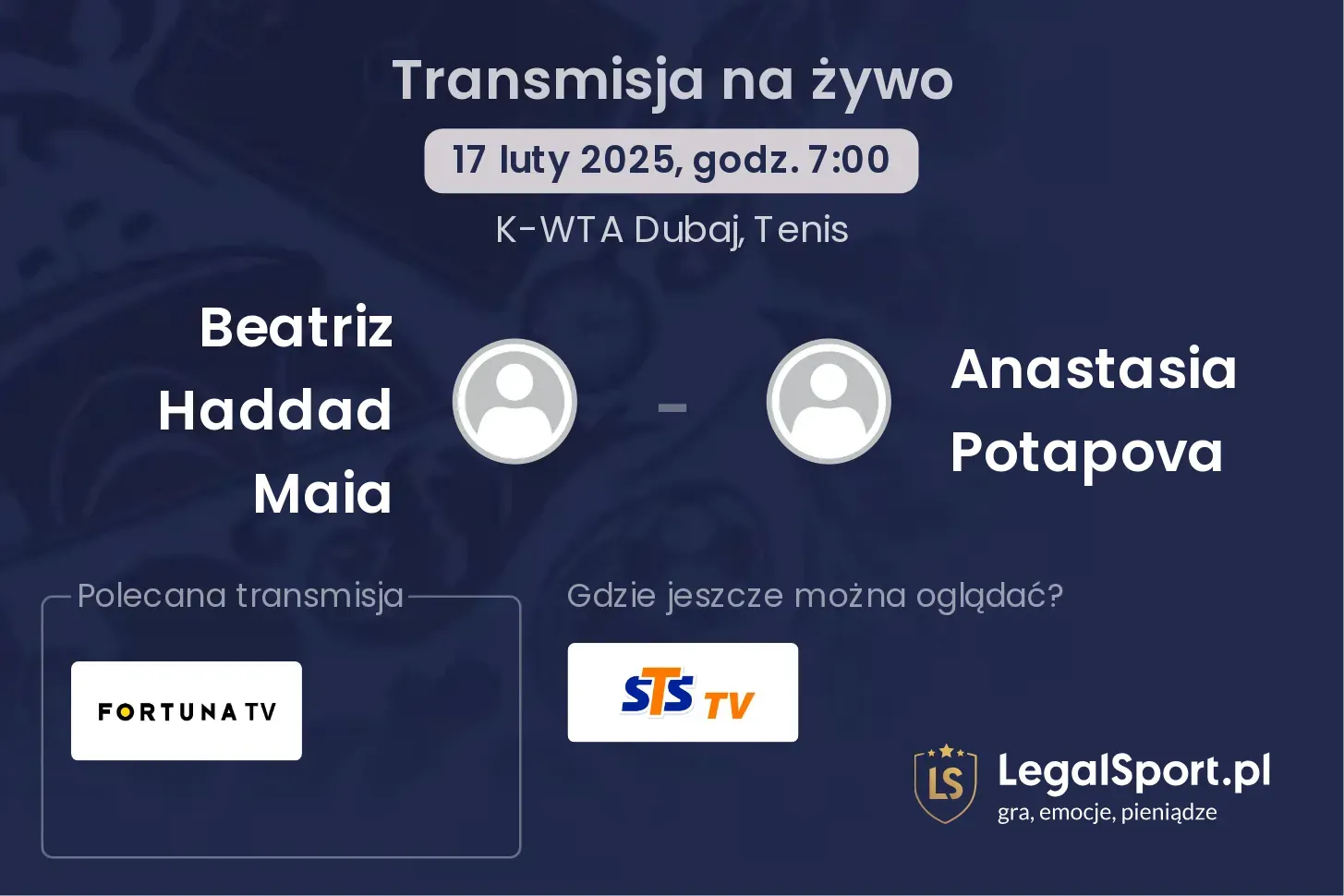 Beatriz Haddad Maia - Anastasia Potapova gdzie oglądać transmisję?