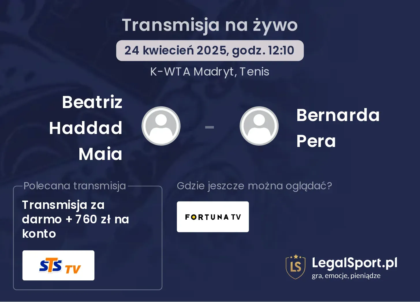 Beatriz Haddad Maia - Bernarda Pera gdzie oglądać transmisję?