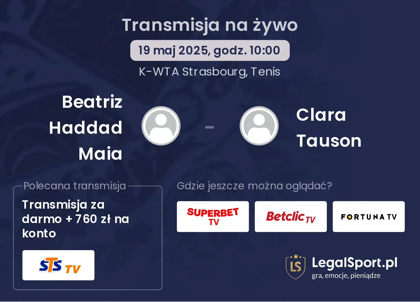 Beatriz Haddad Maia - Clara Tauson gdzie oglądać transmisję?