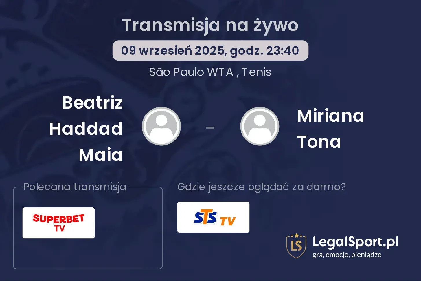 Beatriz Haddad Maia - Miriana Tona transmisja na żywo