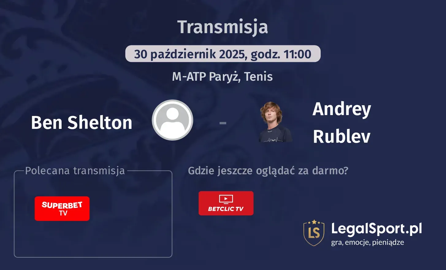 Ben Shelton - Andrey Rublev Transmisje