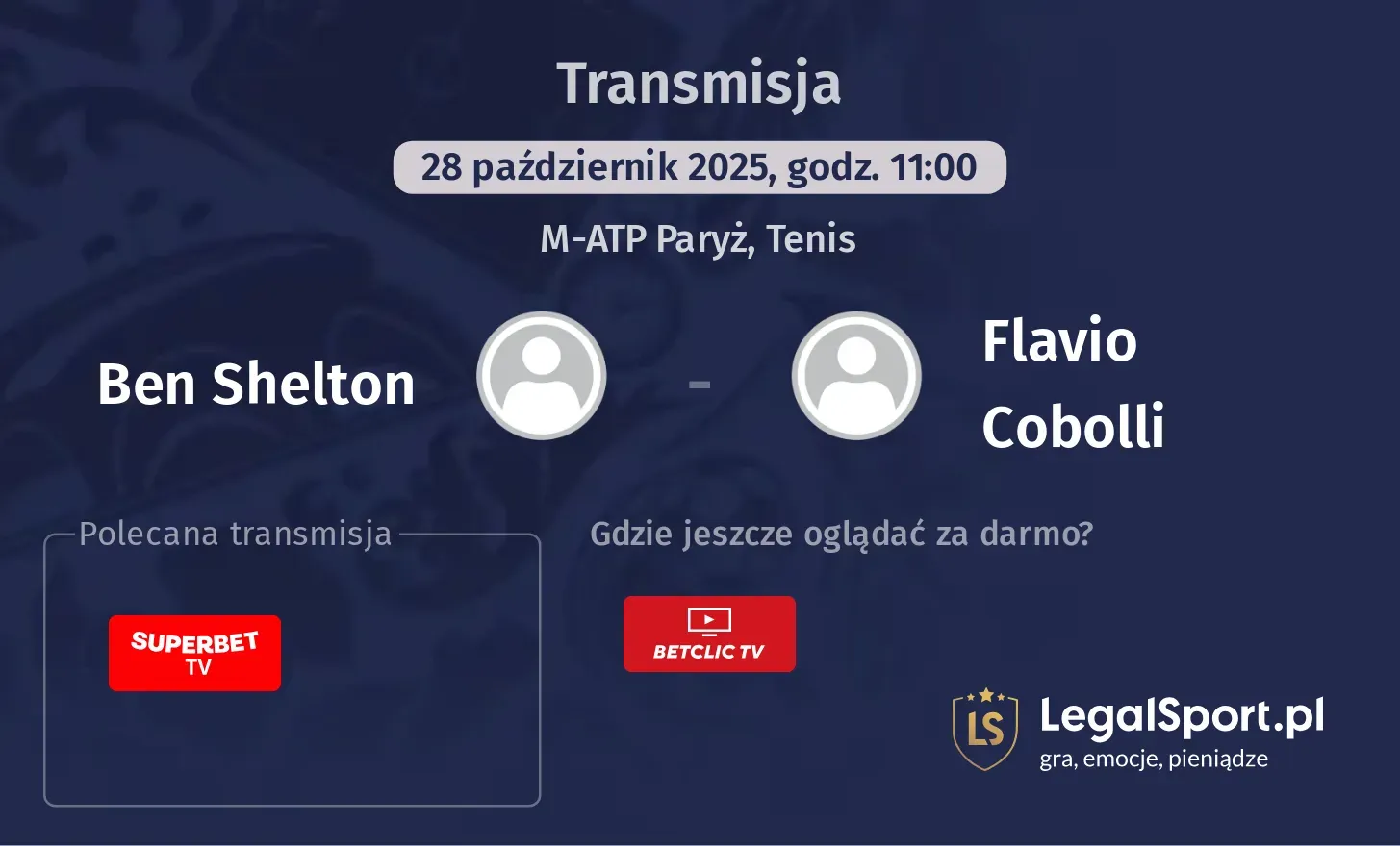 Ben Shelton - Flavio Cobolli Transmisje