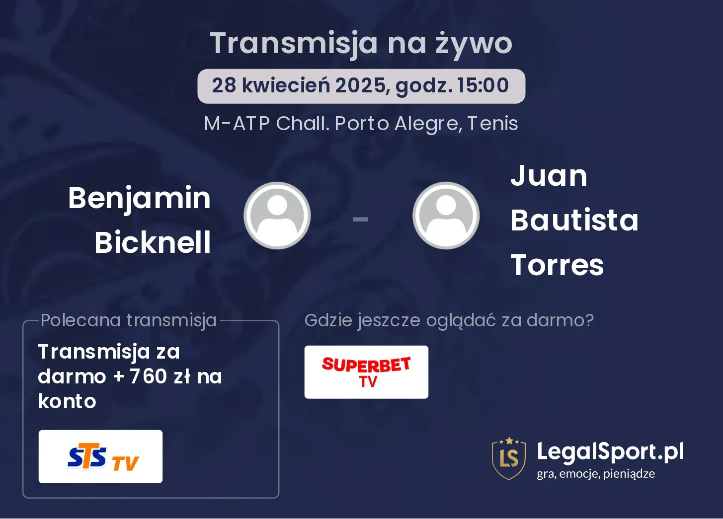 Benjamin Bicknell - Juan Bautista Torres gdzie oglądać transmisję?