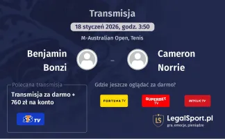 Benjamin Bonzi - Cameron Norrie gdzie oglądać? (18.01)