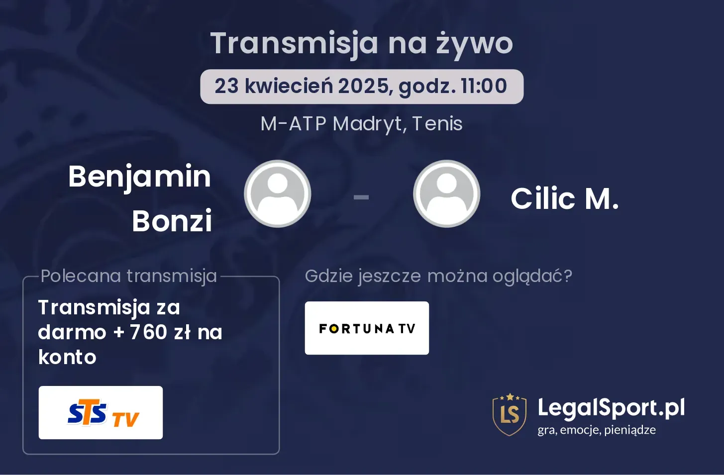 Benjamin Bonzi - Cilic M. gdzie oglądać?