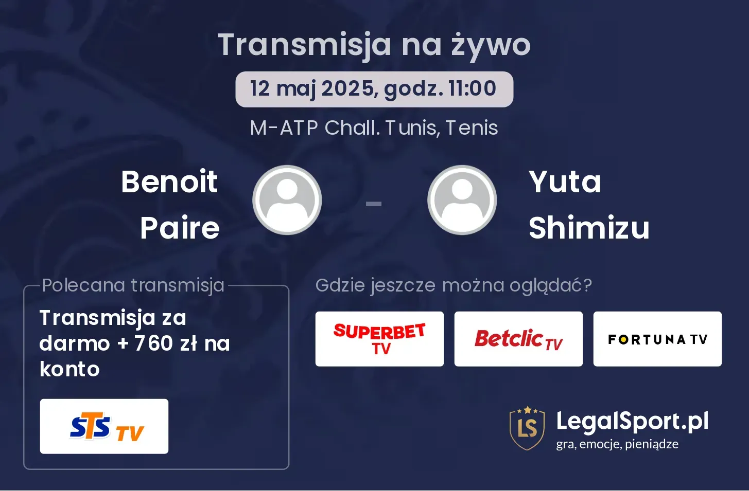 Benoit Paire - Yuta Shimizu transmisja na żywo