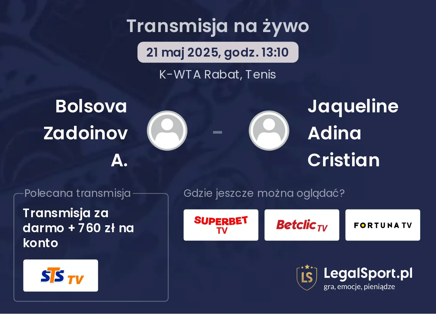 Bolsova Zadoinov A. - Jaqueline Adina Cristian gdzie oglądać?