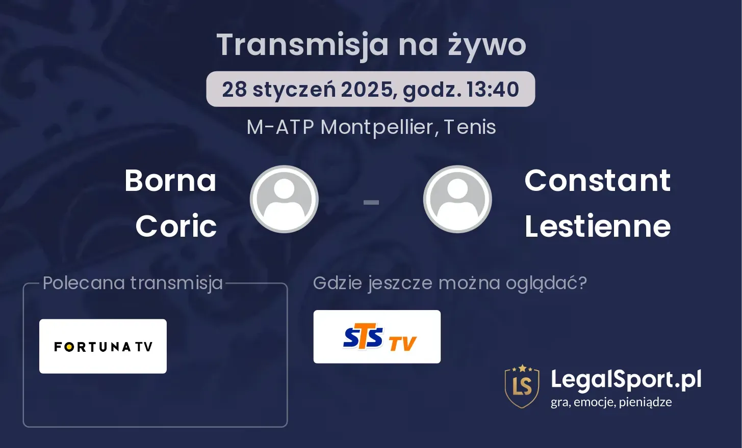 Borna Coric - Constant Lestienne gdzie oglądać?