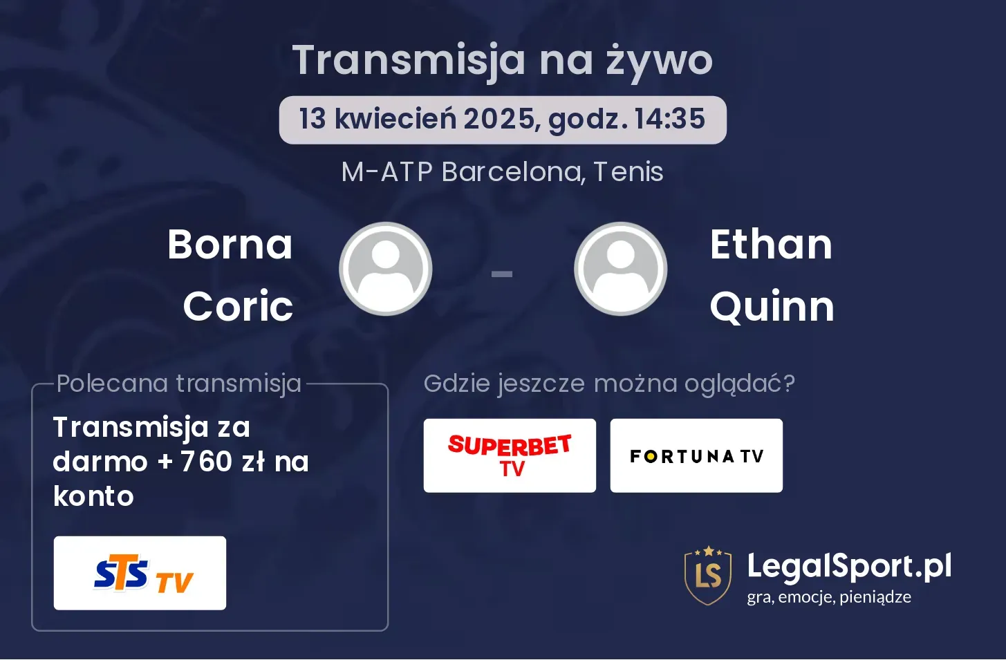 Borna Coric - Ethan Quinn gdzie oglądać?