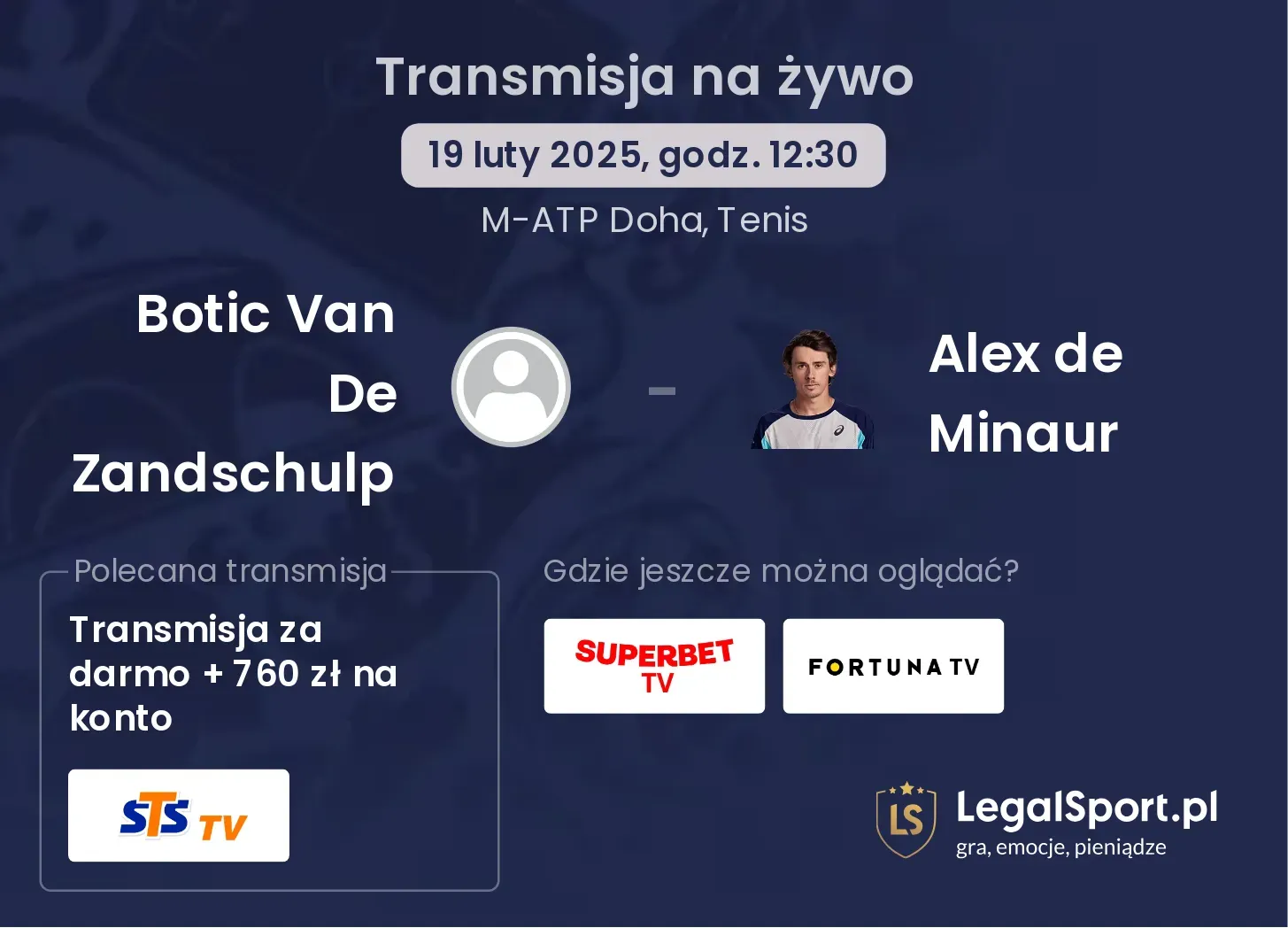 Botic Van De Zandschulp - Alex de Minaur gdzie oglądać transmisję?