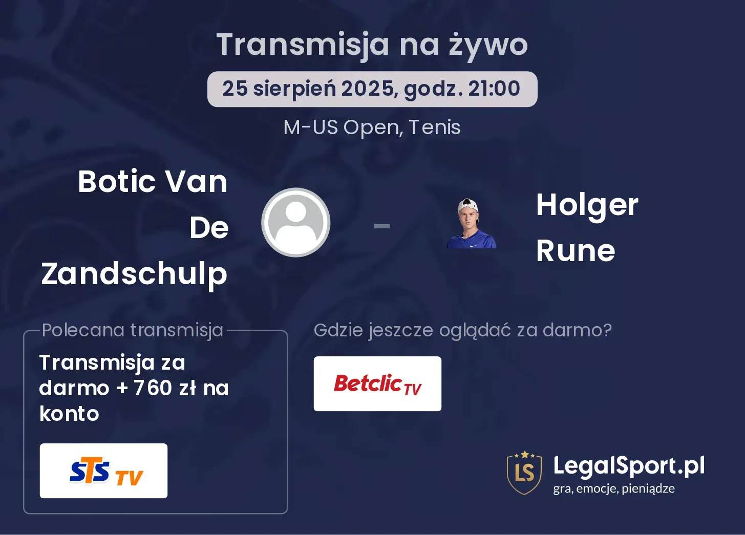 Botic Van De Zandschulp - Holger Rune transmisja na żywo