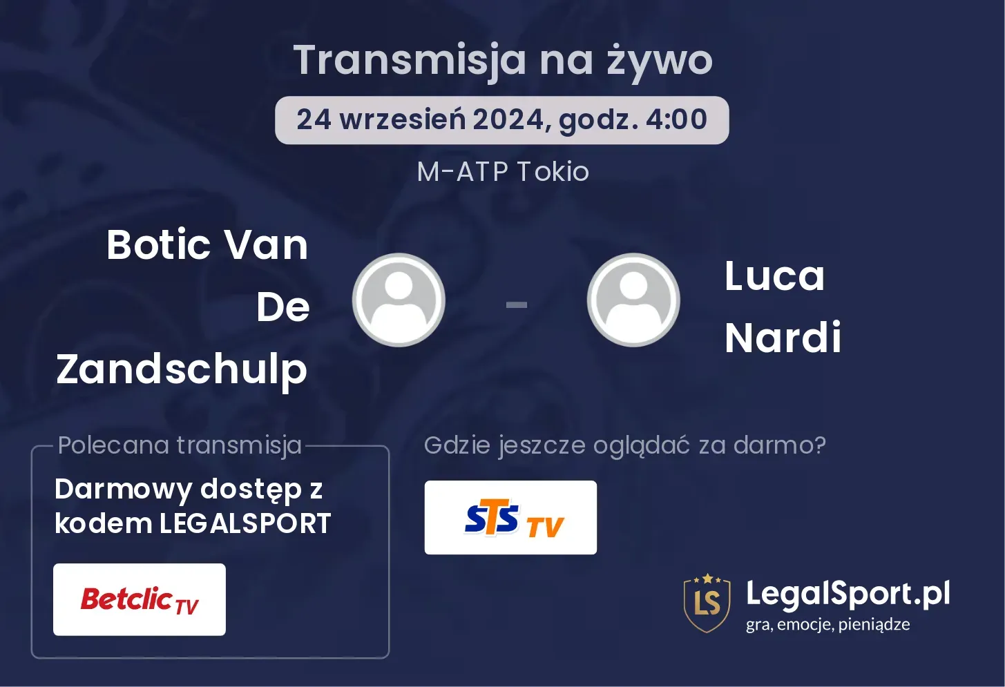 Botic Van De Zandschulp - Luca Nardi gdzie oglądać? 24.09, godz. 04:00