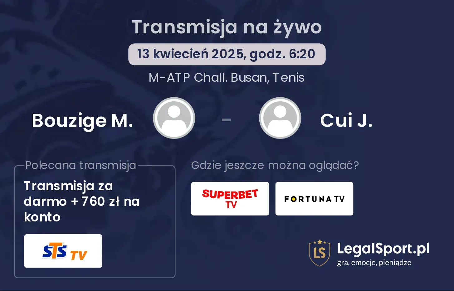Bouzige M. - Cui J. gdzie oglądać transmisję?