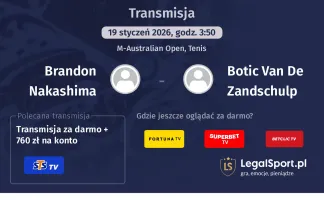 Brandon Nakashima - Botic Van De Zandschulp gdzie oglądać? (19.01)