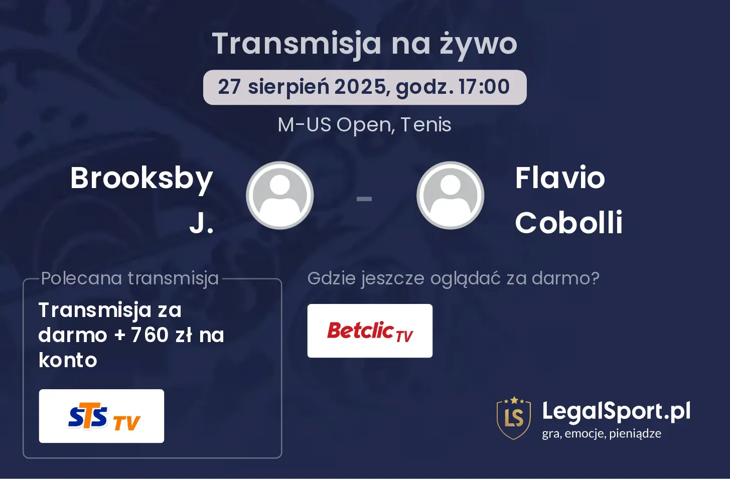 Brooksby J. - Flavio Cobolli transmisja na żywo