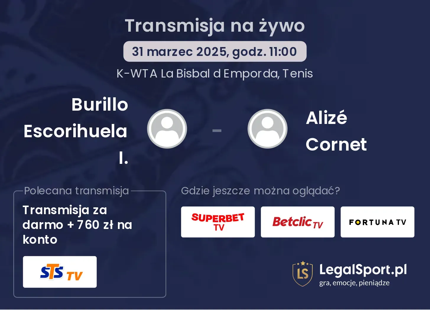 Burillo Escorihuela I. - Alizé Cornet gdzie oglądać?