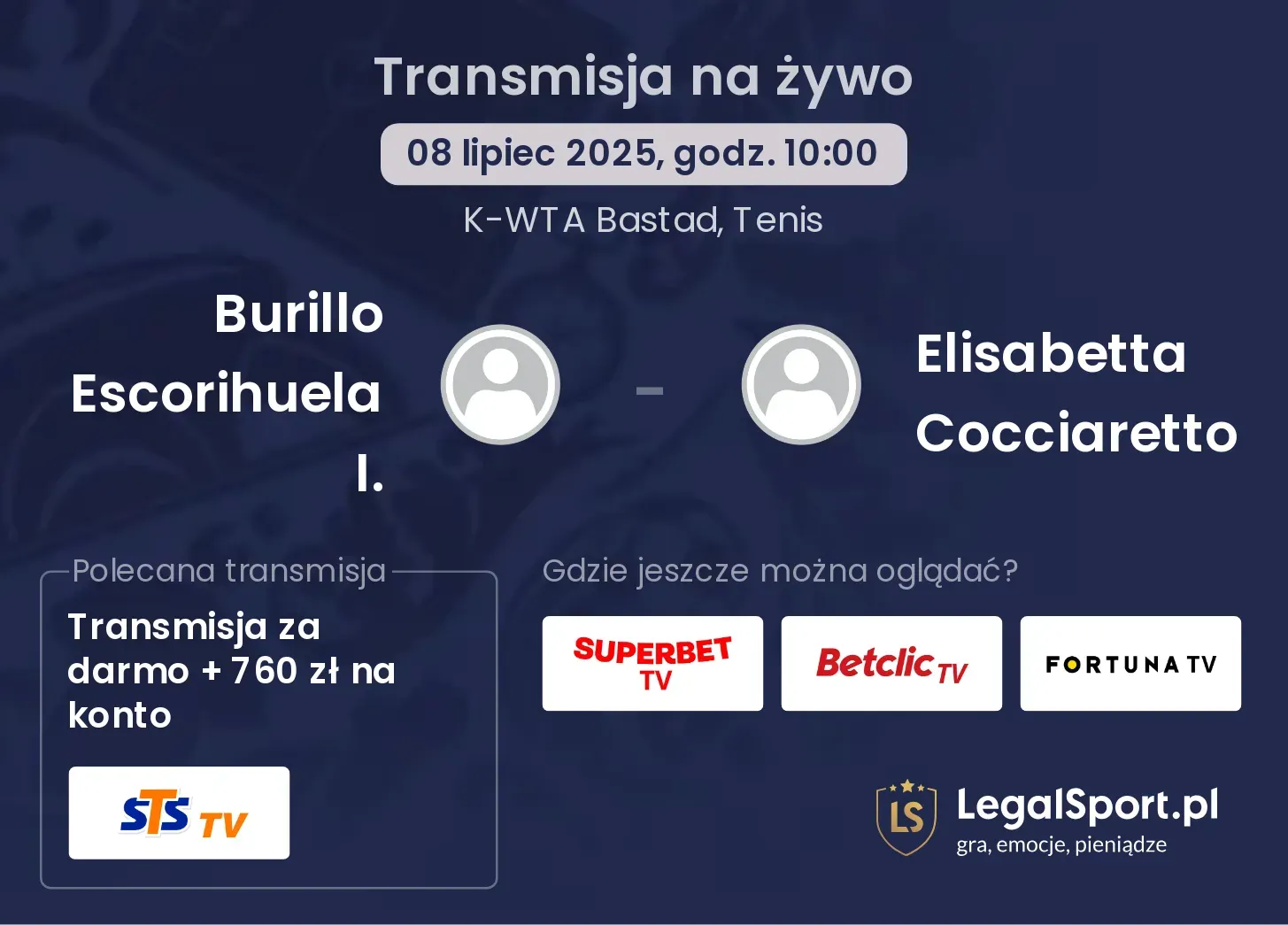 Burillo Escorihuela I. - Elisabetta Cocciaretto transmisja na żywo