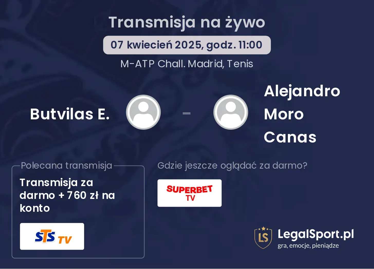 Butvilas E. - Alejandro Moro Canas gdzie oglądać transmisję?