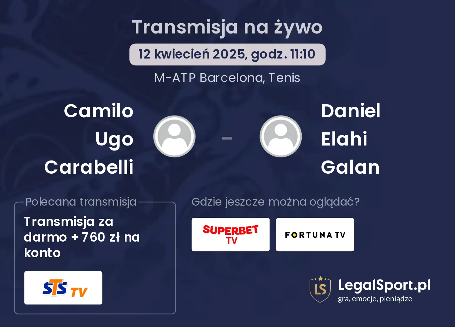 Camilo Ugo Carabelli - Daniel Elahi Galan gdzie oglądać?