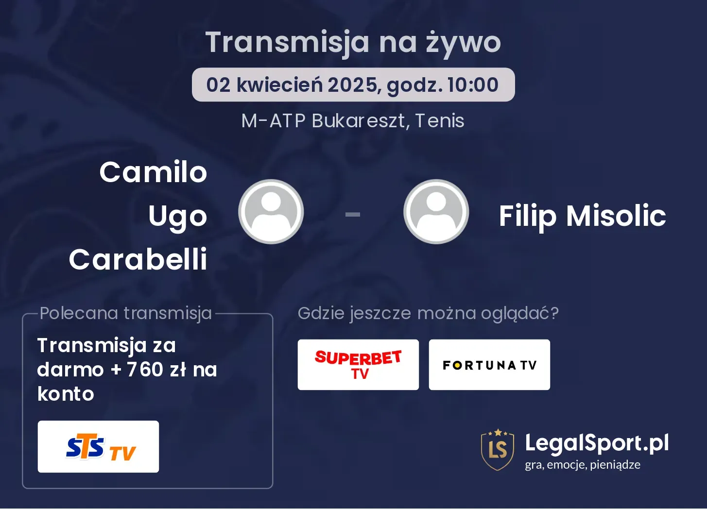Camilo Ugo Carabelli - Filip Misolic gdzie oglądać?