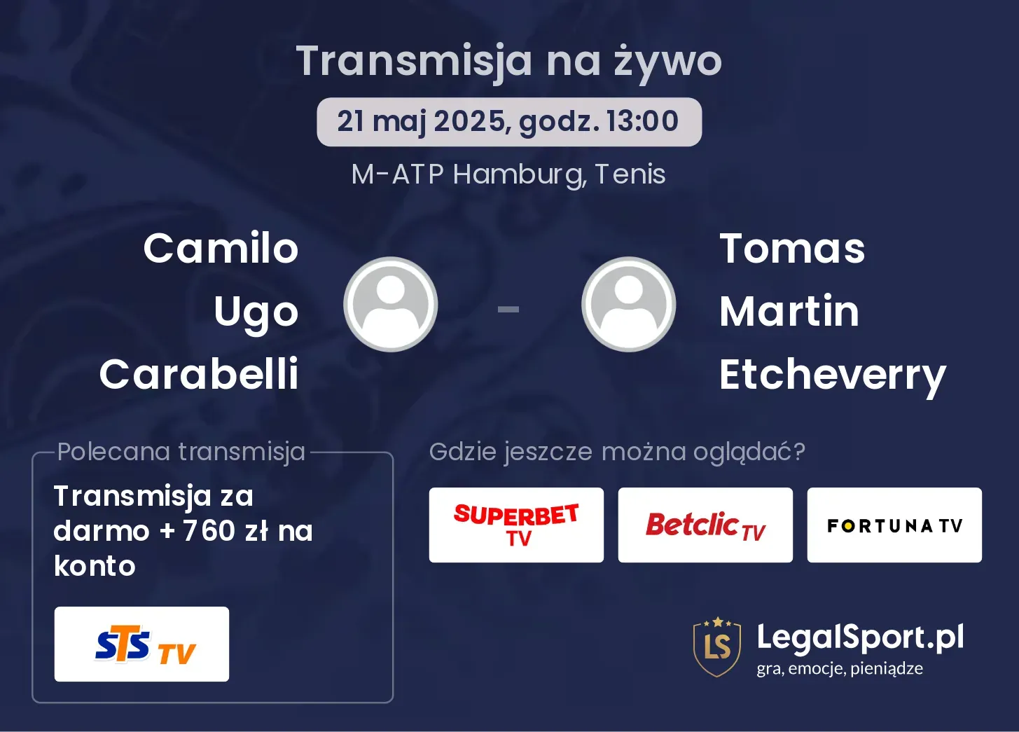 Camilo Ugo Carabelli - Tomas Martin Etcheverry transmisja na żywo