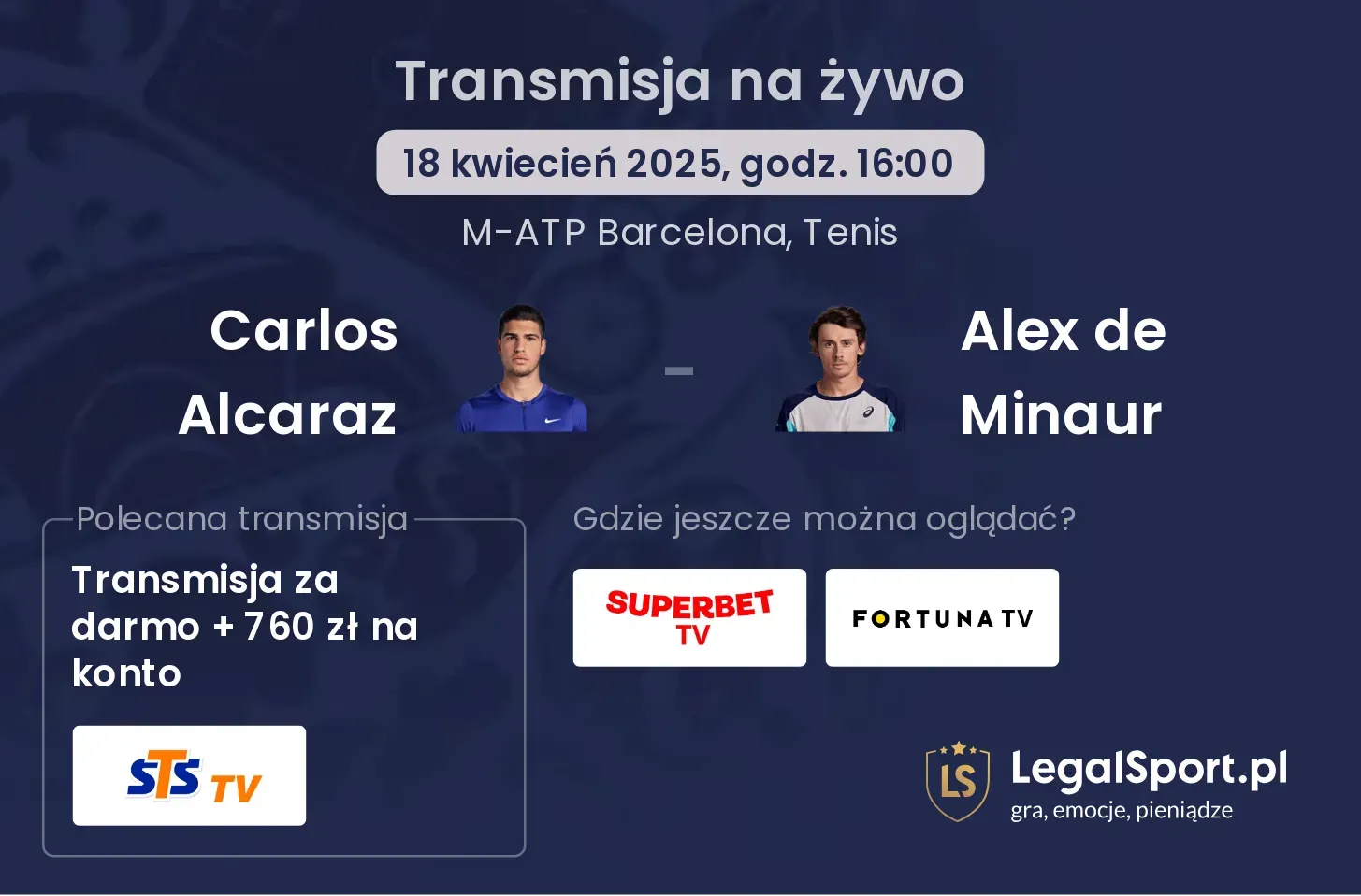 Carlos Alcaraz - Alex de Minaur gdzie oglądać?
