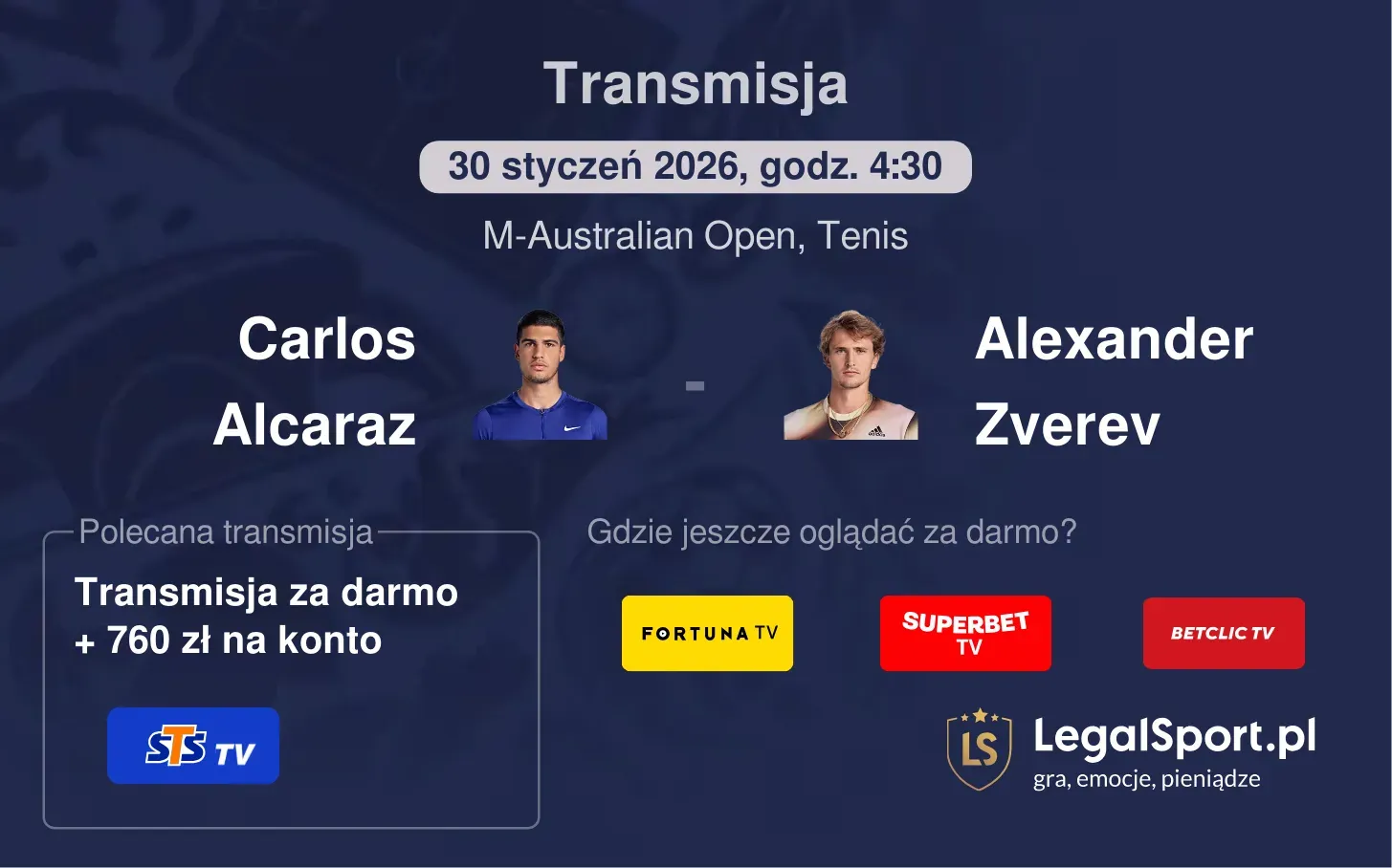 Carlos Alcaraz - Alexander Zverev Transmisje