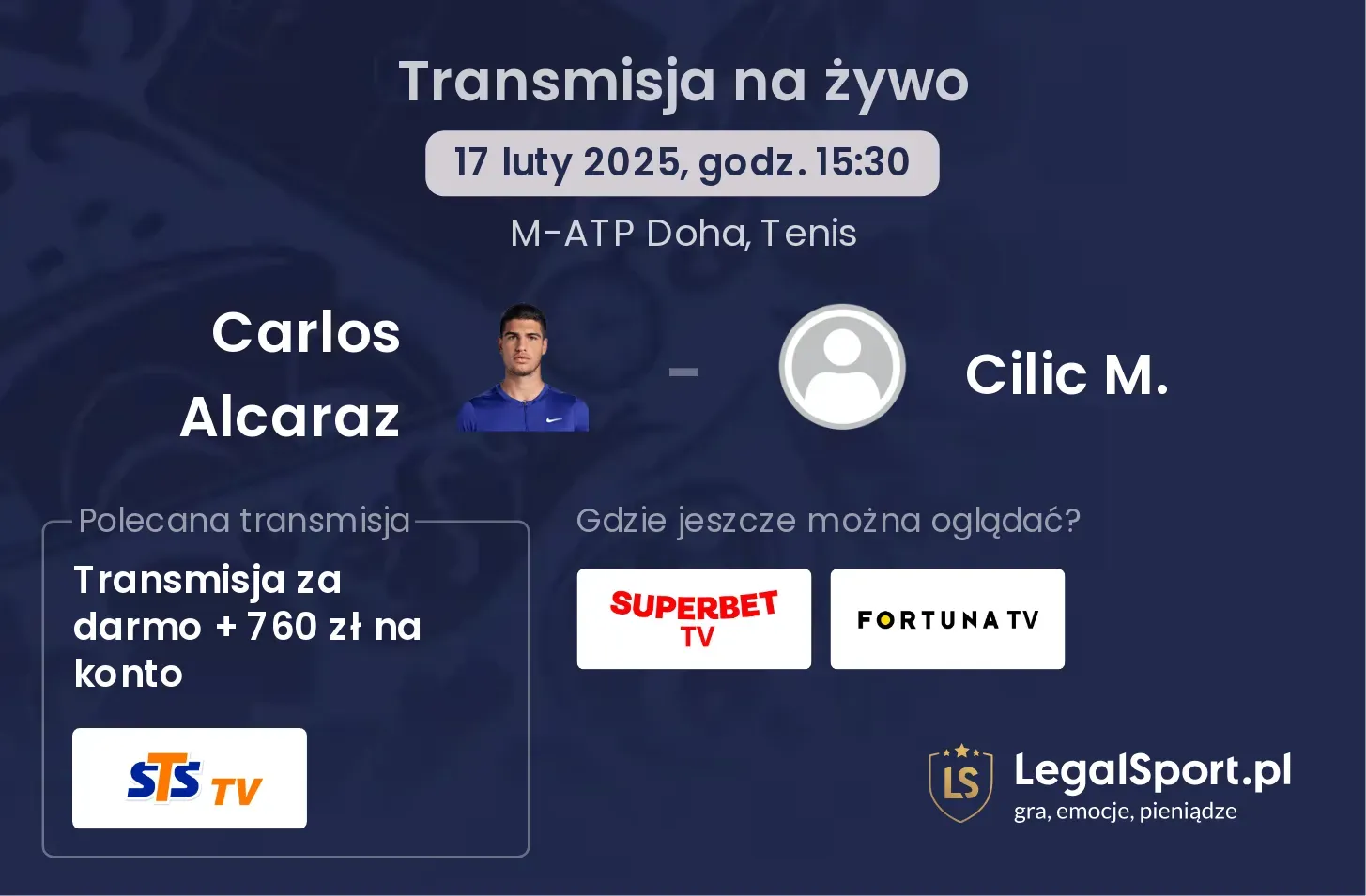 Carlos Alcaraz - Cilic M. gdzie oglądać?