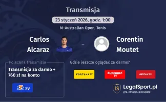 Carlos Alcaraz - Corentin Moutet gdzie oglądać? (23.01)