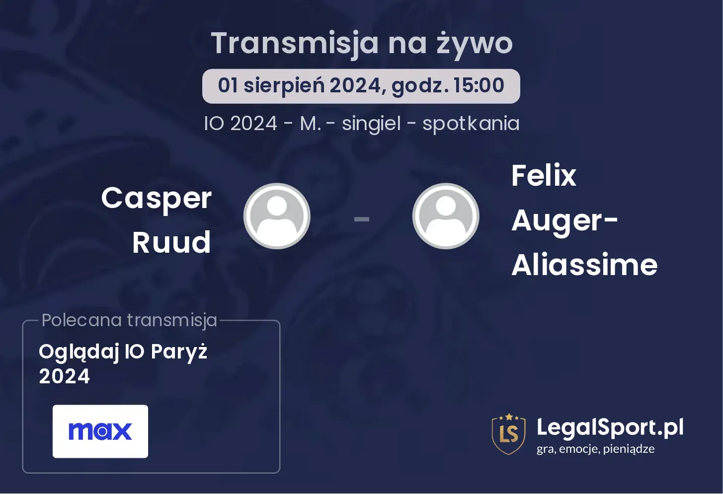 Casper Ruud - Felix Auger-Aliassime gdzie oglądać? (01.08, godz. 15:00)
