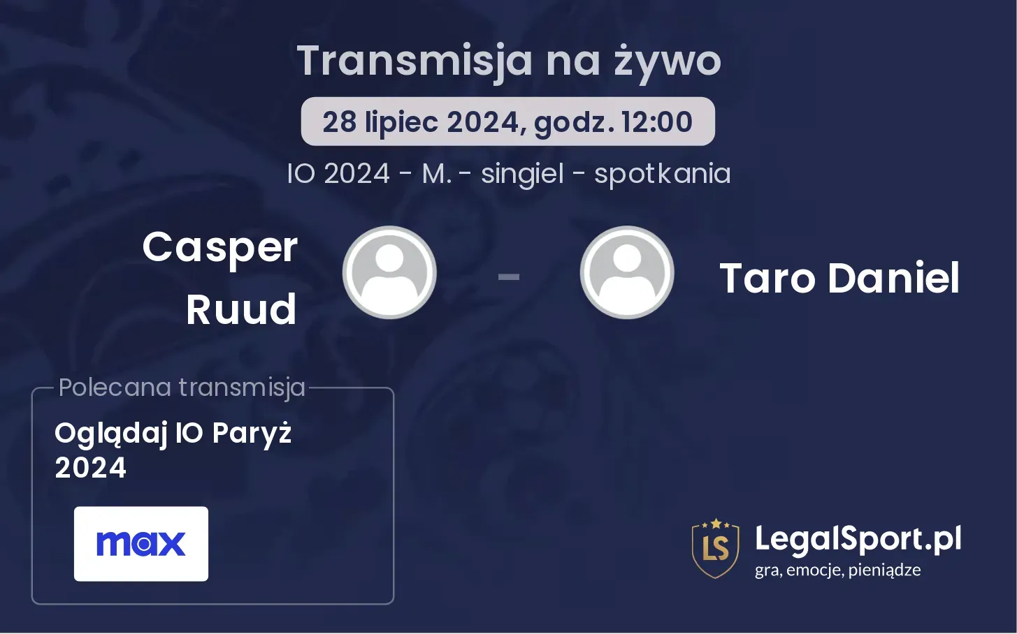 Casper Ruud - Taro Daniel gdzie oglądać? (28.07, godz. 12:00)