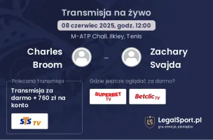 Charles Broom  - Zachary Svajda gdzie oglądać transmisję?