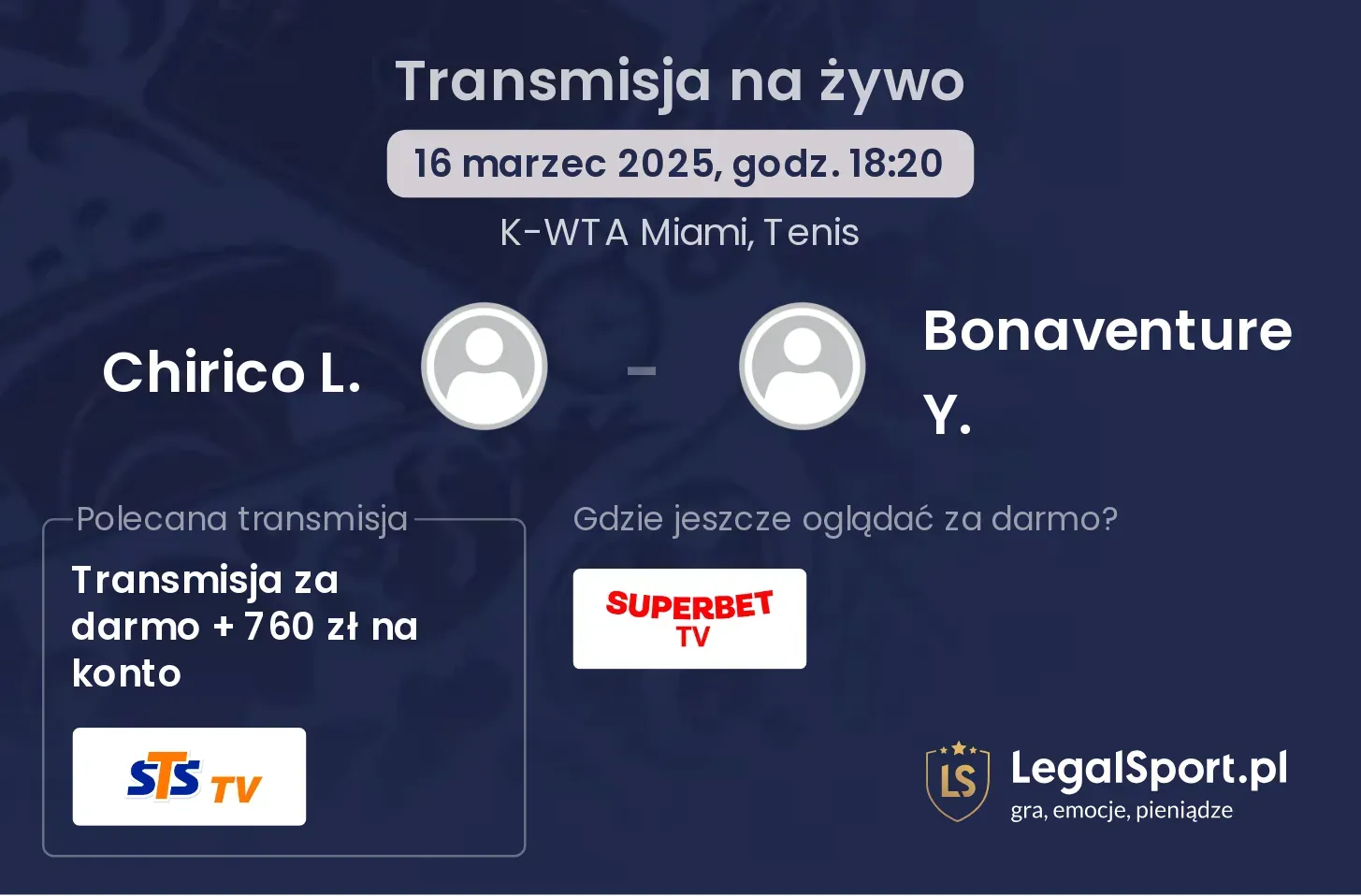 Chirico L. - Bonaventure Y. gdzie oglądać?