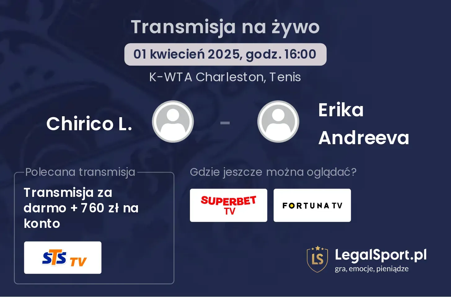 Chirico L. - Erika Andreeva gdzie oglądać?