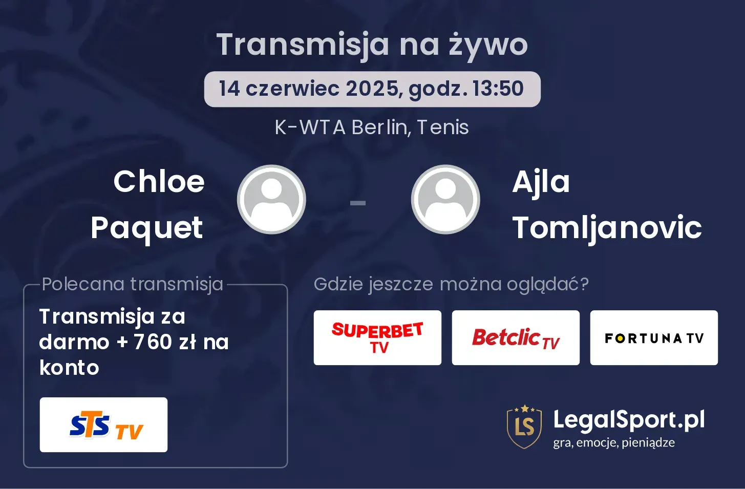Chloe Paquet - Ajla Tomljanovic gdzie oglądać transmisję?