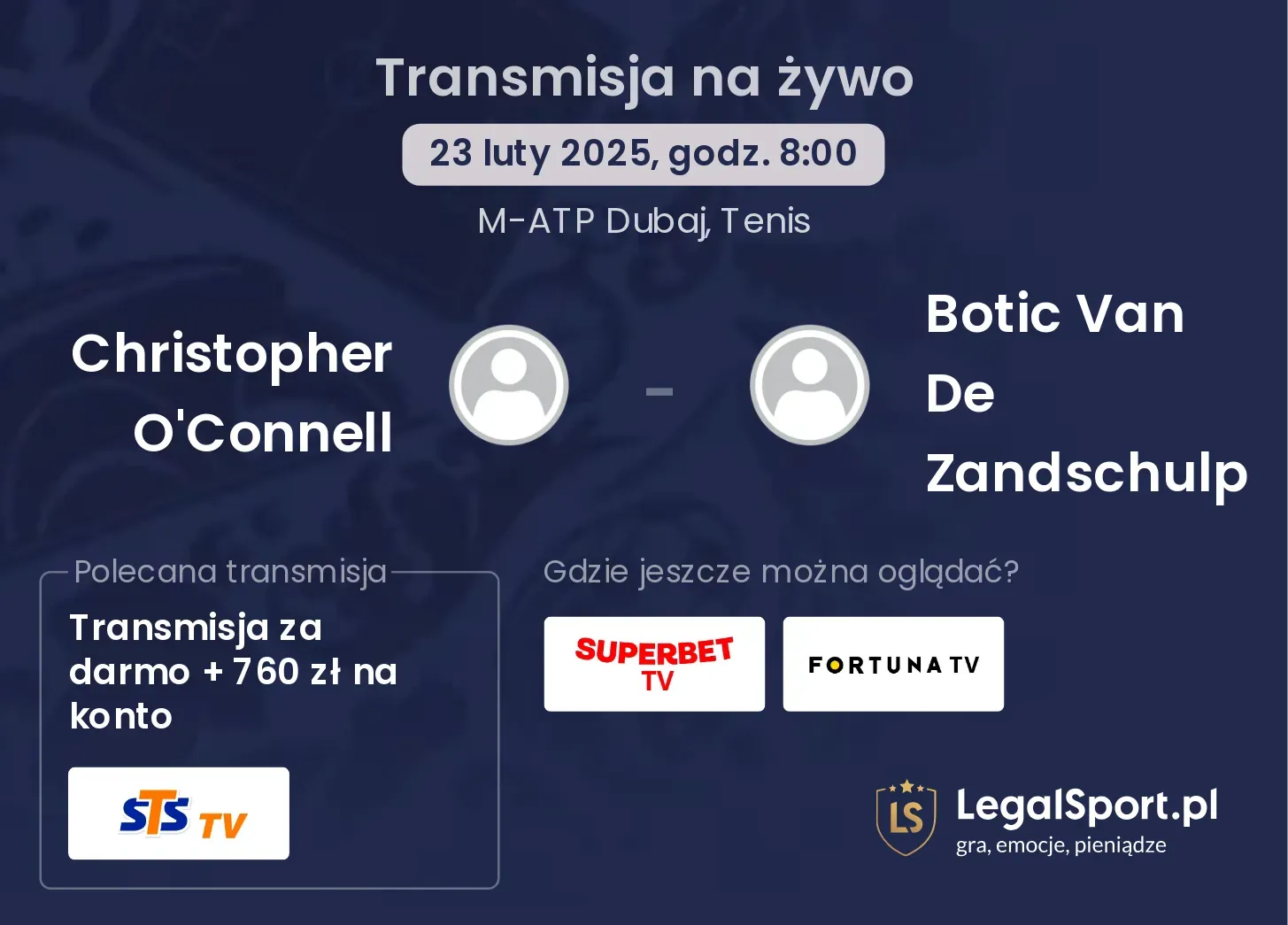 Christopher O'Connell - Botic Van De Zandschulp gdzie oglądać transmisję?