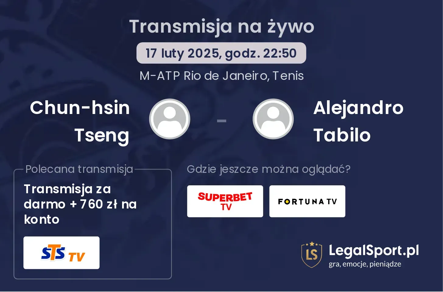 Chun-hsin Tseng - Alejandro Tabilo gdzie oglądać?