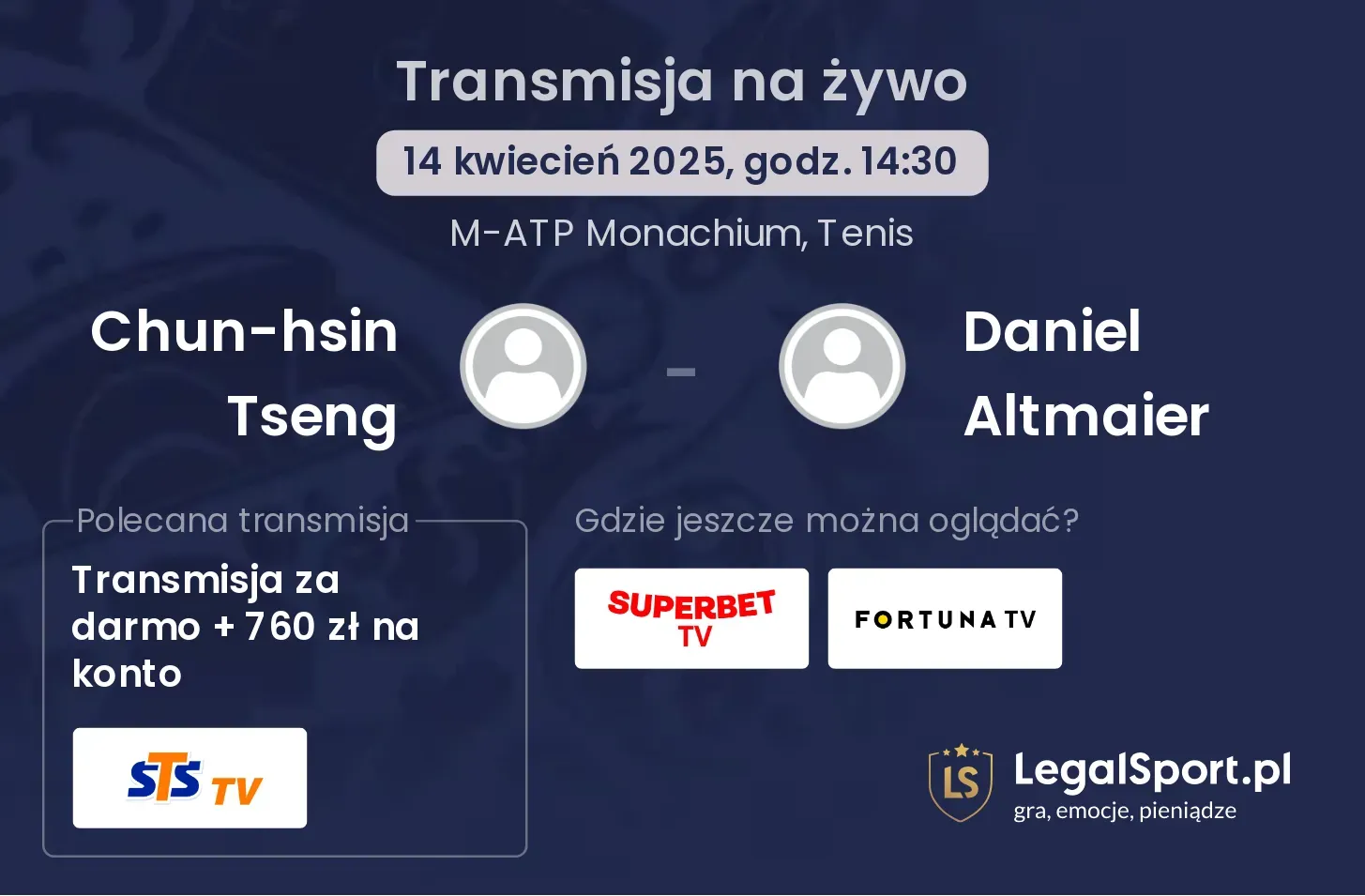 Chun-hsin Tseng - Daniel Altmaier gdzie oglądać transmisję?