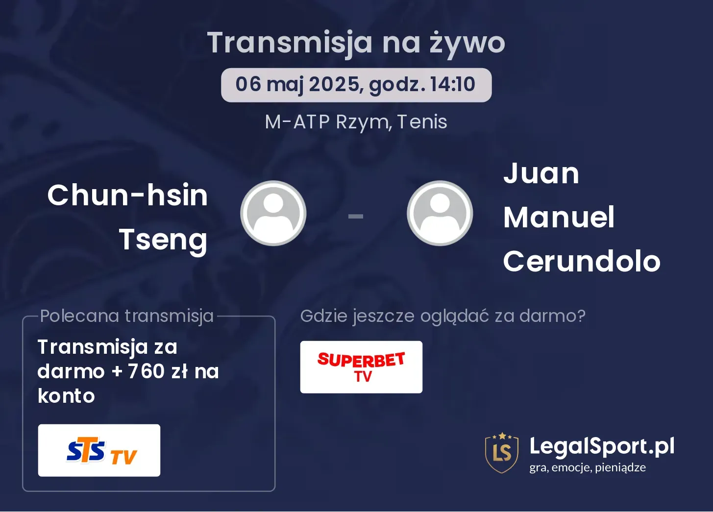 Chun-hsin Tseng - Juan Manuel Cerundolo gdzie oglądać?