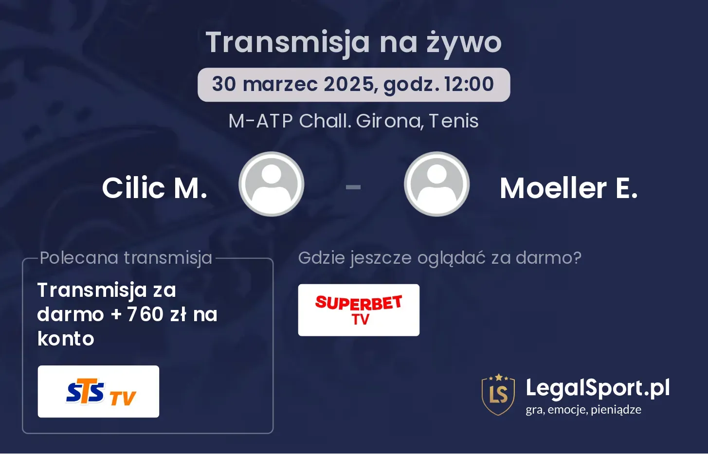 Cilic M. - Moeller E. gdzie oglądać transmisję?