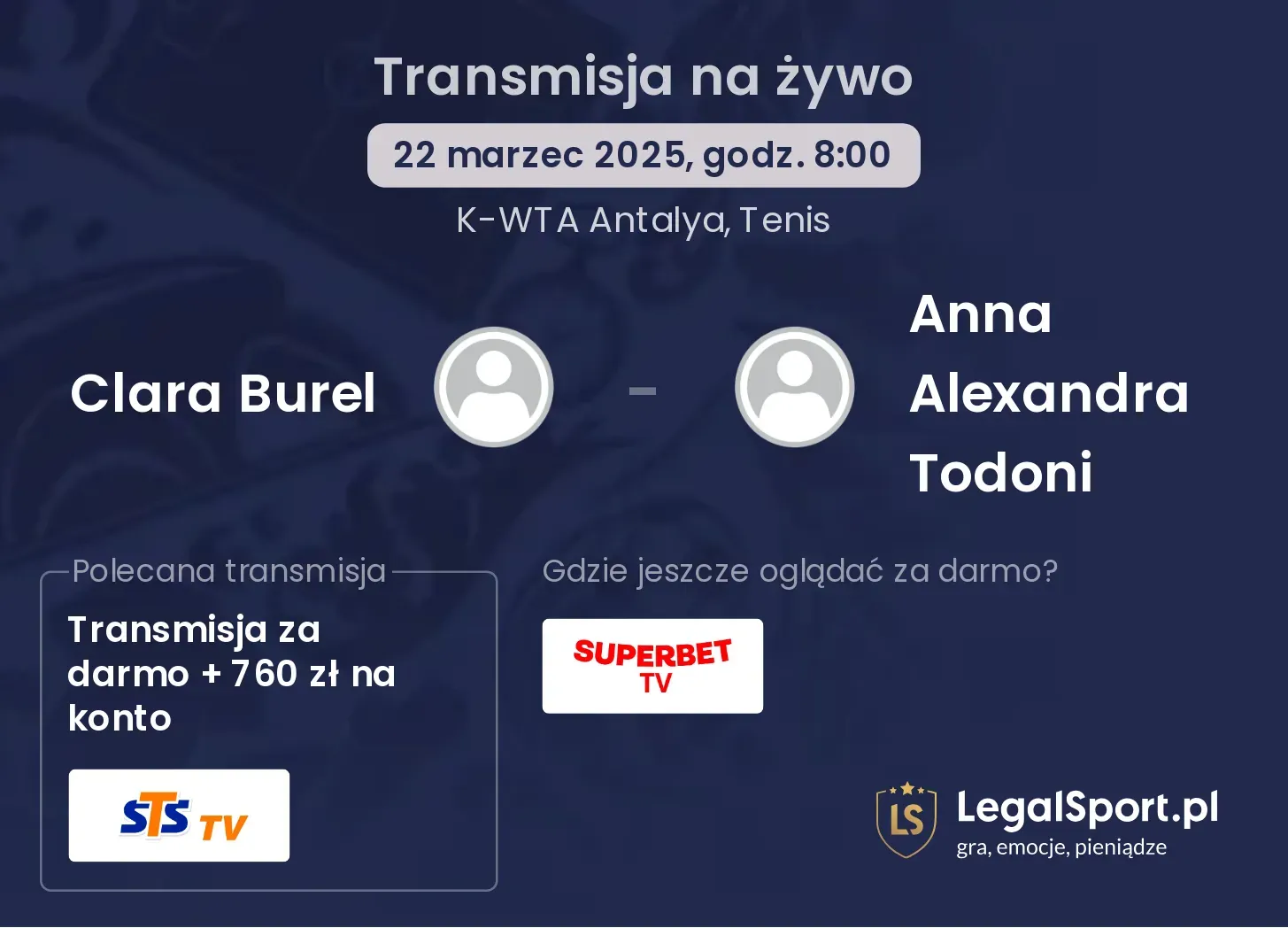 Clara Burel - Anna Alexandra Todoni gdzie oglądać transmisję?