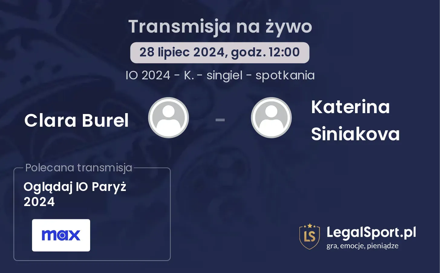 Clara Burel - Katerina Siniakova gdzie oglądać? (28.07, godz. 12:00)