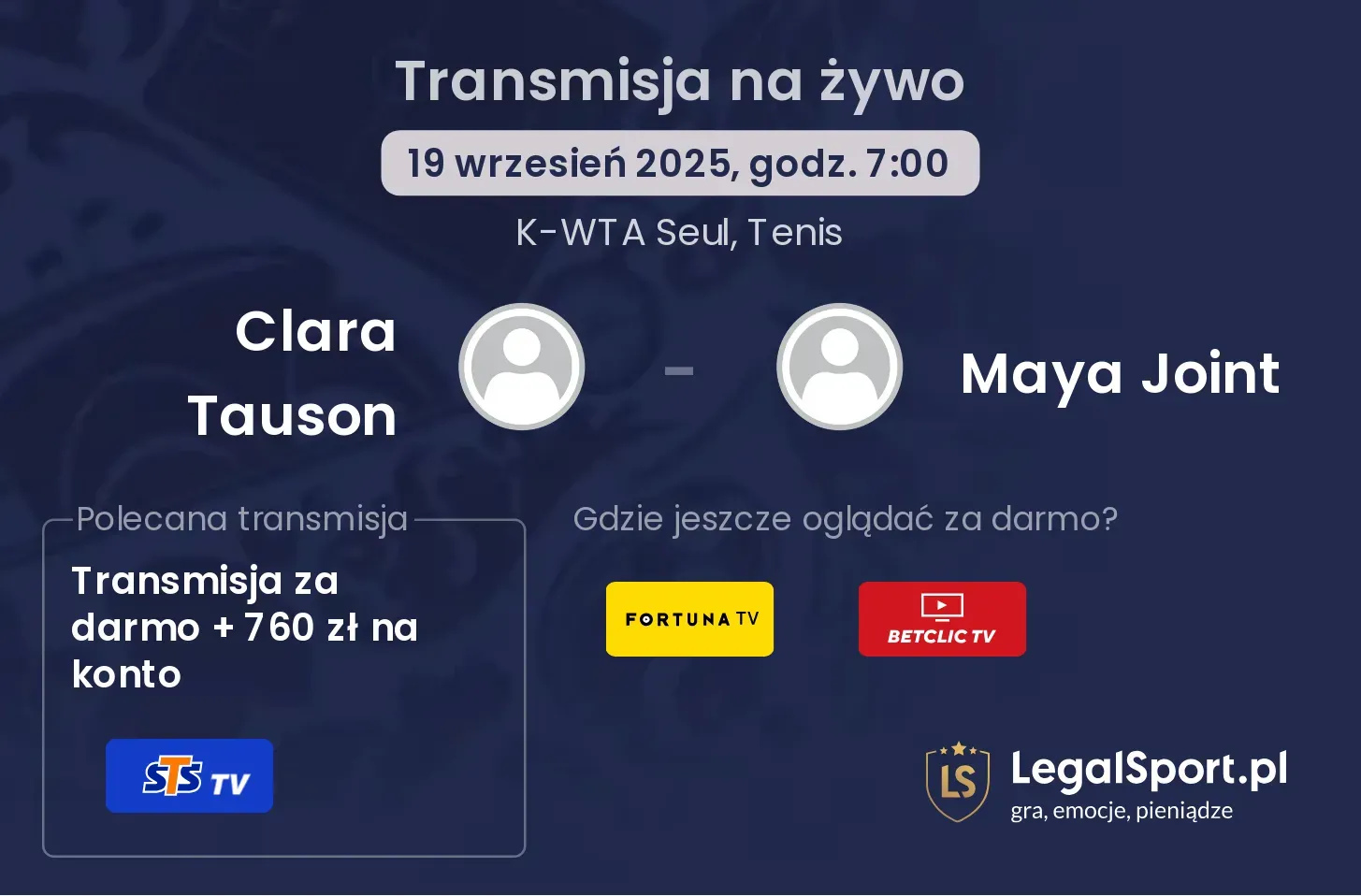 Clara Tauson - Maya Joint transmisja na żywo