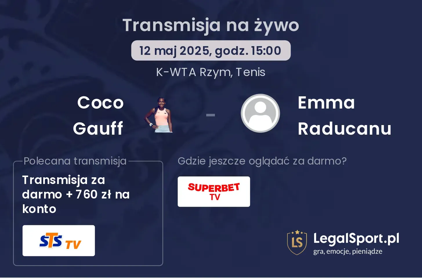 Coco Gauff - Emma Raducanu transmisja na żywo