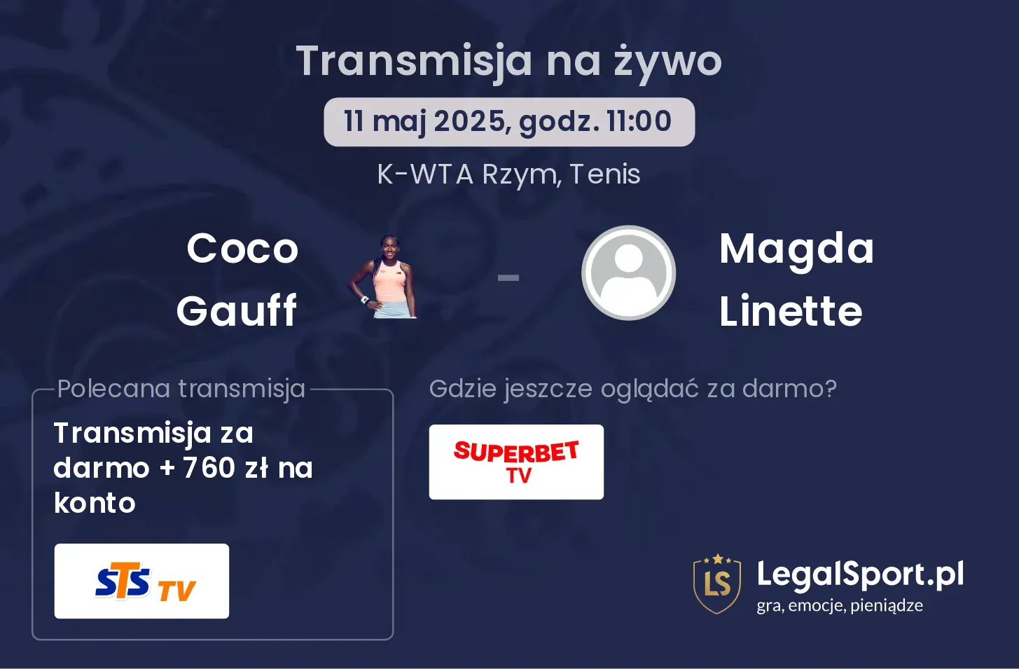 Coco Gauff - Magda Linette gdzie oglądać transmisję?