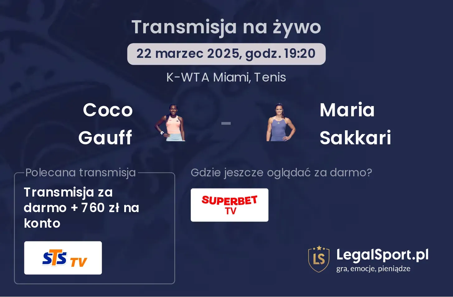 Coco Gauff - Maria Sakkari gdzie oglądać?